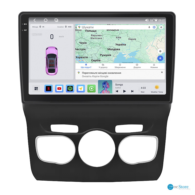 Штатная магнитола Lesko для Citroen C4 II 2010-2016 экран 10" 4/64 QLED CarPlay 4G Wi-Fi GPS 360 Prime