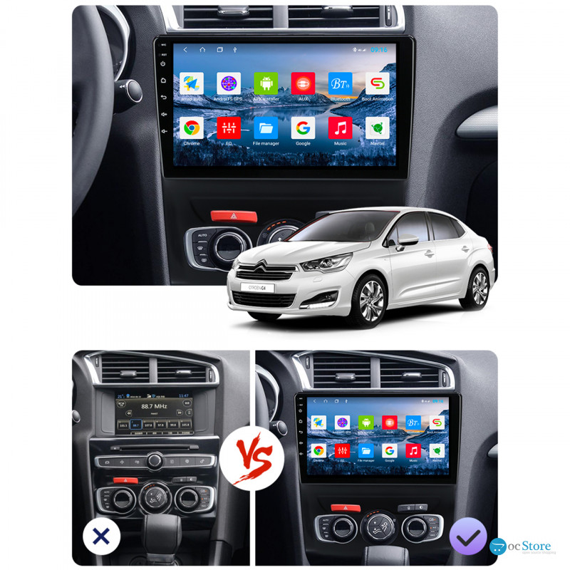 Штатная магнитола Lesko для Citroen C4 II 2010-2016 экран 10" 2/32Gb 4G Wi-Fi GPS Top