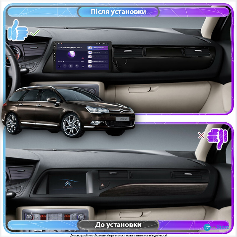 Штатная магнитола Lesko для Citroen C5 II 2007-2017 экран 9" 4/32Gb 4G Wi-Fi GPS Top