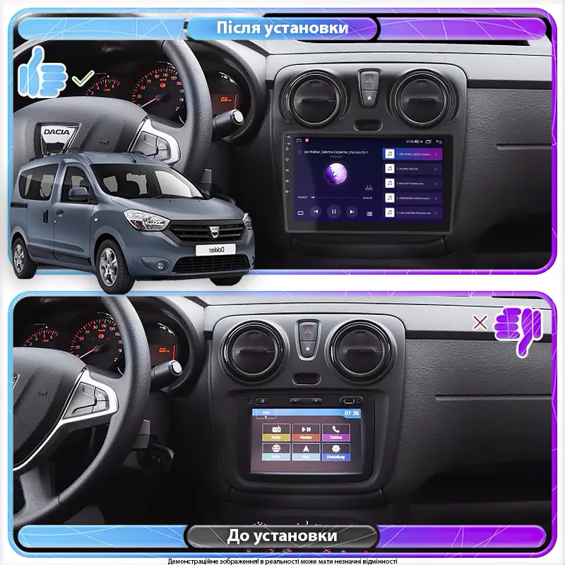 Штатная магнитола Lesko для Dacia Dokker I ver 2 2012-2017 экран 9" 4/64Gb 4G Wi-Fi GPS Top