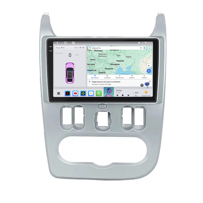 Штатная магнитола Lesko для Dacia Duster I 2010-2013 экран 9" 4/64 QLED CarPlay 4G Wi-Fi GPS 360 Prime