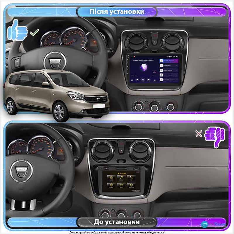 Штатная магнитола Lesko для Dacia Lodgy ver 2 2012-2017 экран 9" 1/16Gb Wi-Fi GPS Base