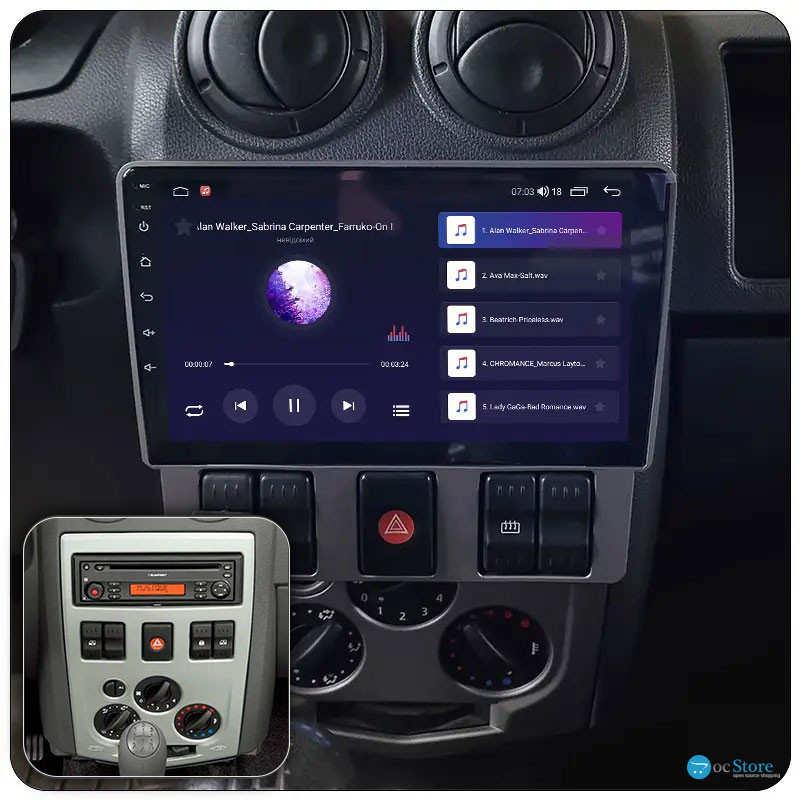 Штатная магнитола Lesko для Dacia Logan I 2004-2012 экран 9" 6/128Gb 4G Wi-Fi GPS Top
