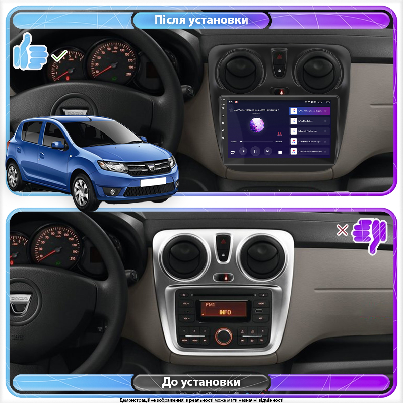 Штатная магнитола Lesko для Dacia Sandero II ver 2 2012-2016 экран 9" 6/128Gb 4G Wi-Fi GPS Top