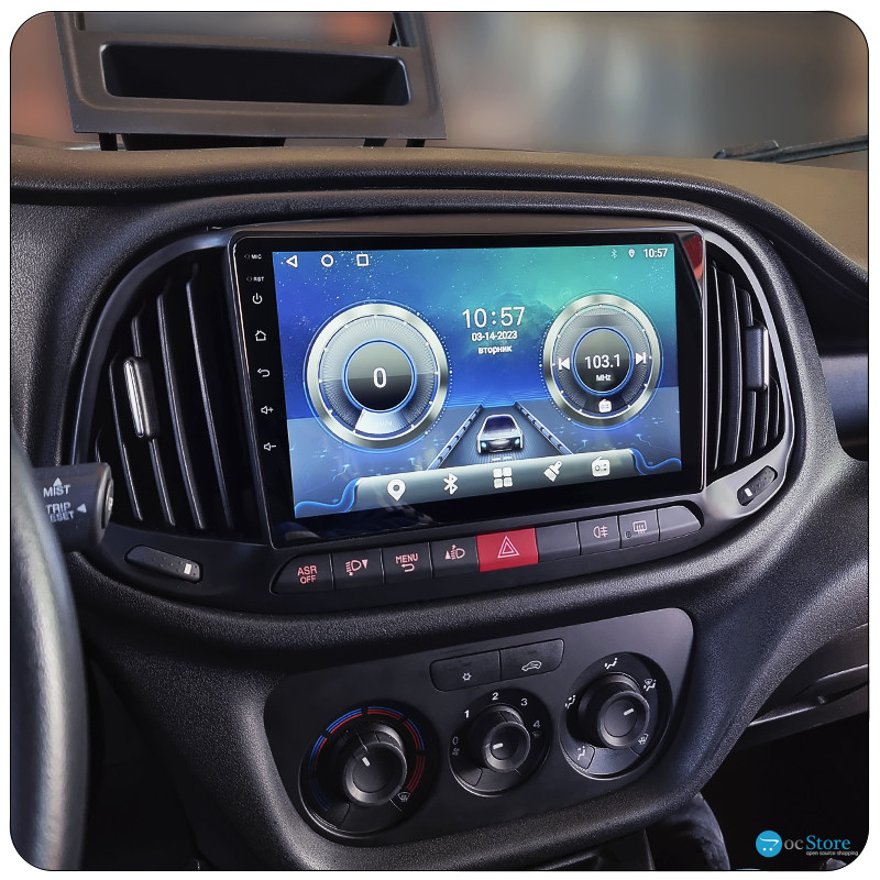 Штатная магнитола Lesko для Fiat Doblo II Рестайлинг 2015-н.в. экран 9" 2/32Gb Wi-Fi GPS Base