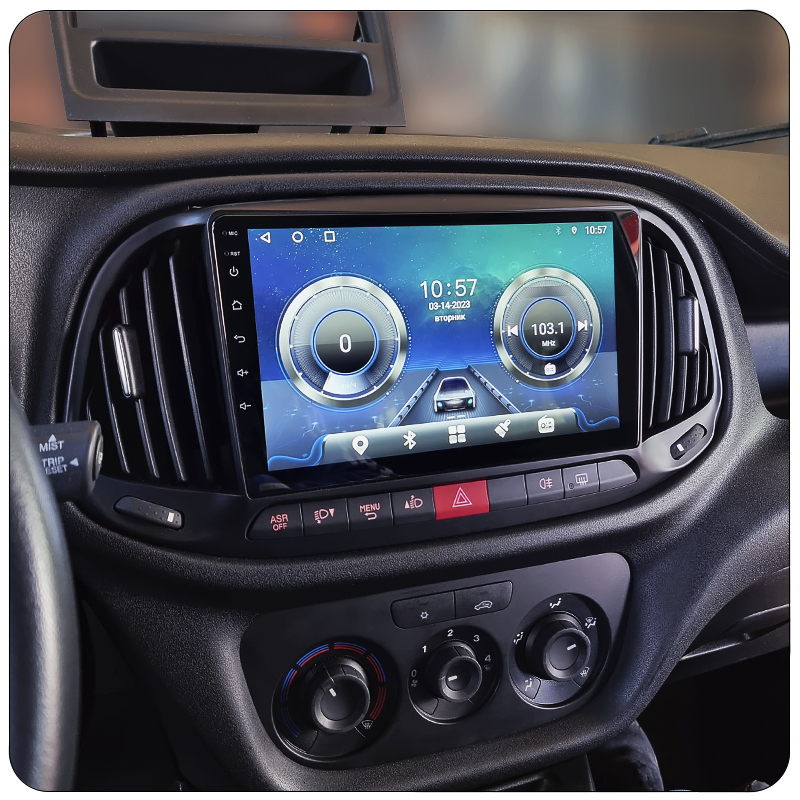 Штатная магнитола Lesko для Fiat Doblo II Рестайлинг 2015-н.в. экран 9" 2/32Gb CarPlay 4G Wi-Fi GPS Prime