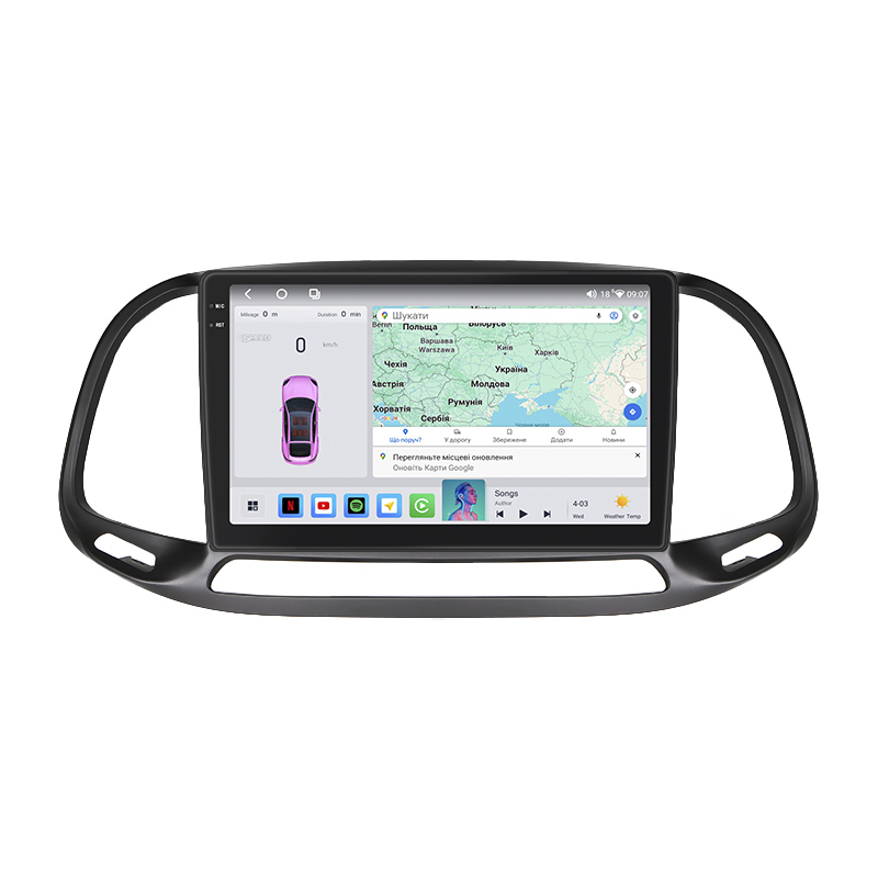 Штатная магнитола Lesko для Fiat Doblo II Рестайлинг 2015-н.в. экран 9" 4/64 QLED CarPlay 4G Wi-Fi GPS 360 Prime