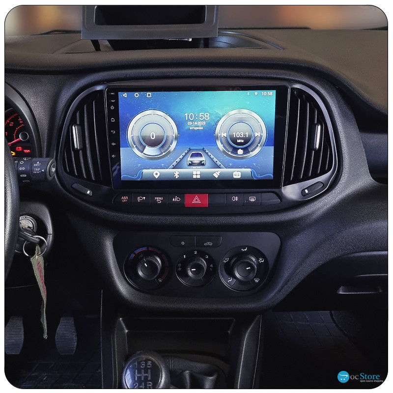 Штатная магнитола Lesko для Fiat Doblo II Рестайлинг 2015-н.в. экран 9" 4/64Gb 4G Wi-Fi GPS Top