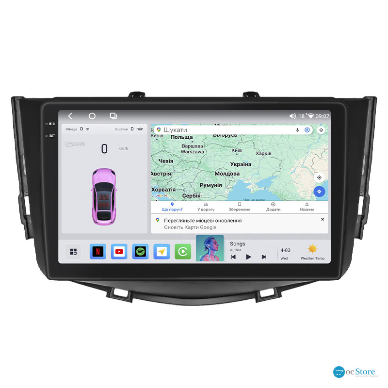 Штатная магнитола Lesko для Lifan X60 I Рестайлинг 2 2016-н.в. экран 9" 4/64 QLED CarPlay 4G Wi-Fi GPS 360 Prime