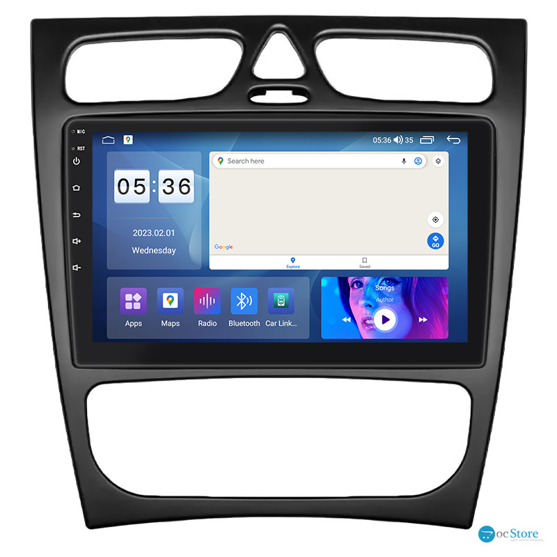 Штатная магнитола Lesko для Mercedes-Benz C-Класс II (W203) 2000-2004 экран 9" 2/32Gb CarPlay 4G Wi-Fi GPS Prime