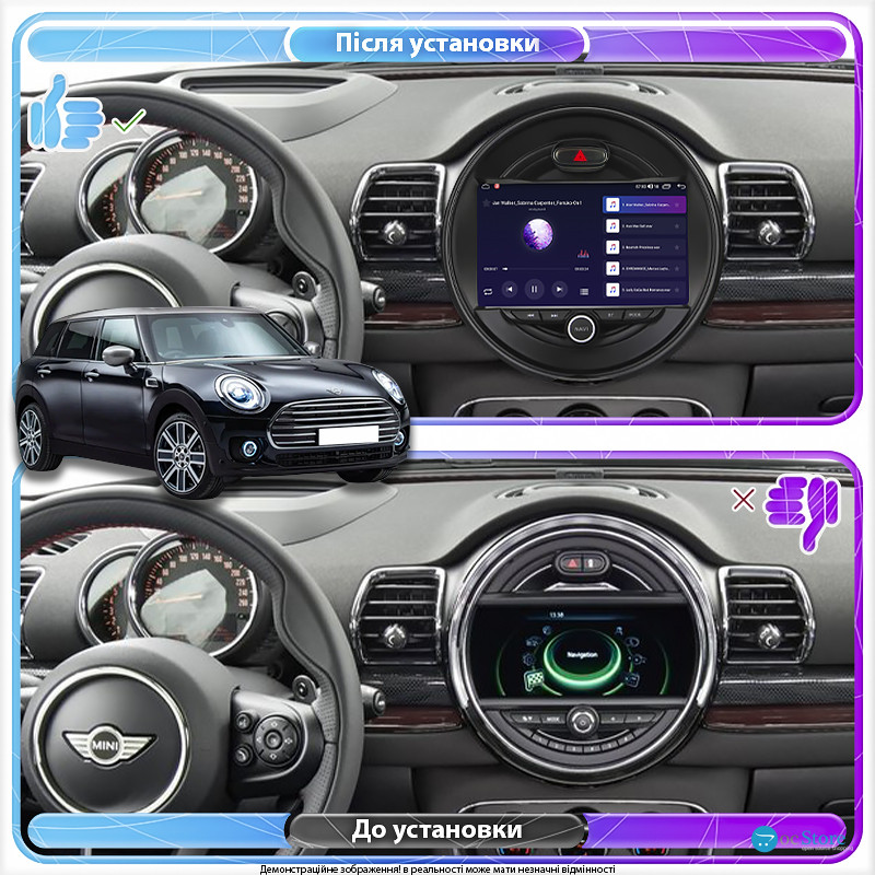Штатная магнитола Lesko для MINI Clubman II Рестайлинг 2019-н.в. экран 9" 1/16Gb Wi-Fi GPS Base