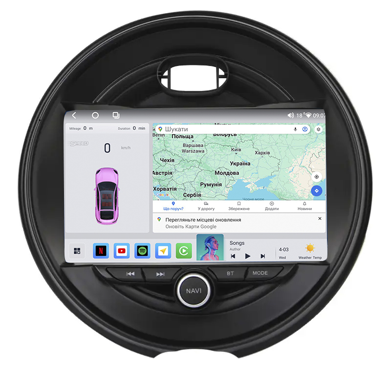 Штатная магнитола Lesko для MINI Clubman II Рестайлинг 2019-н.в. экран 9" 4/64 QLED CarPlay 4G Wi-Fi GPS 360 Prime