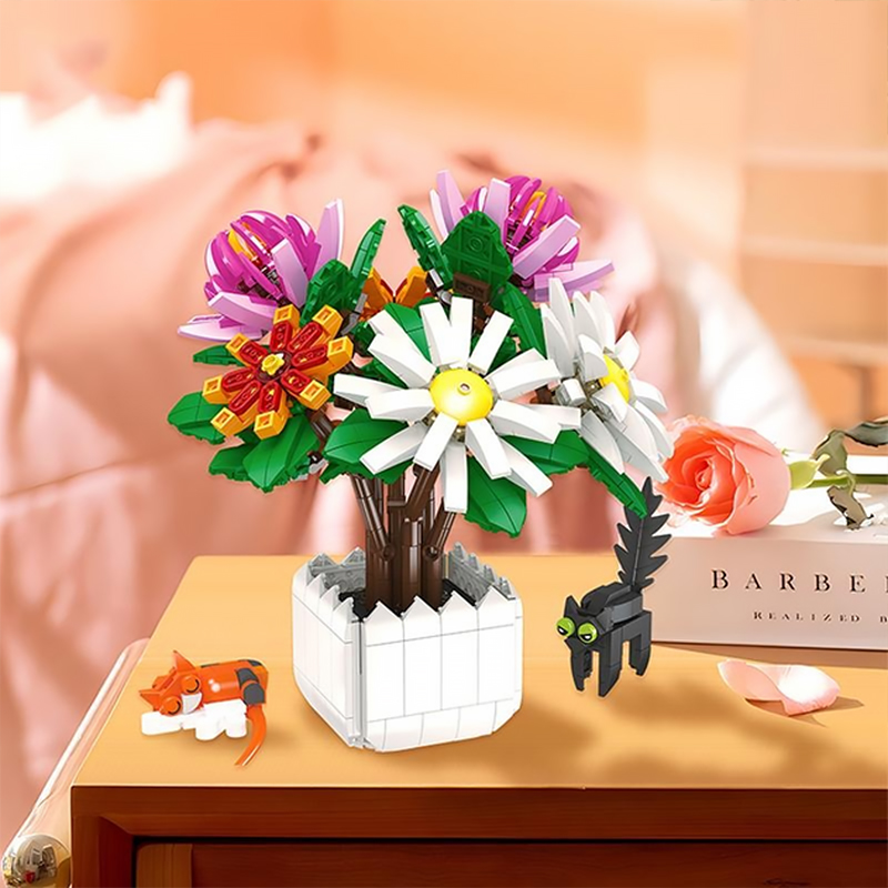 3D конструктор набор строительных блоков JIE-STAR 9036 Chrysanthemum potted plants 900 деталей пластиковый