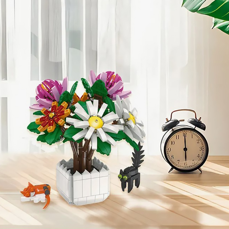 3D конструктор набор строительных блоков JIE-STAR 9036 Chrysanthemum potted plants 900 деталей пластиковый