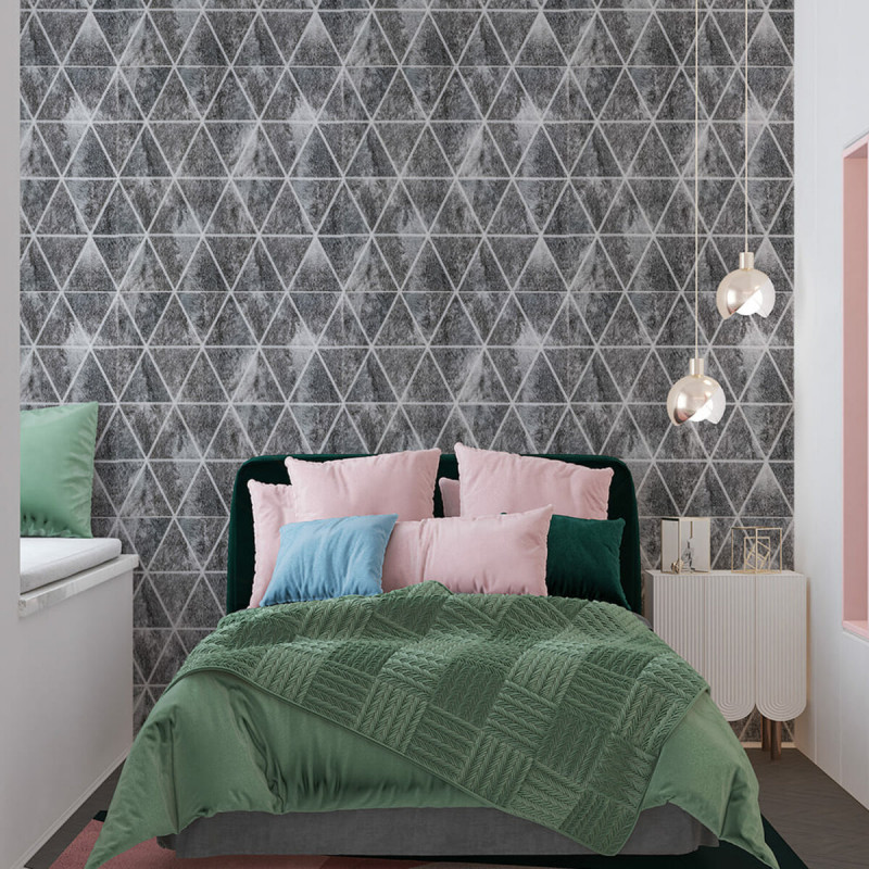 Панель стінова 3D 700х700х4мм Ромби сірі вінтаж SW-00002008