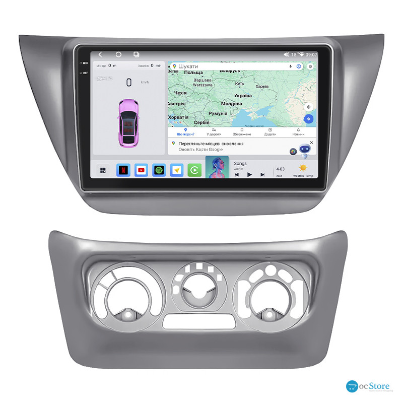 Штатная магнитола Lesko для Mitsubishi Lancer Evolution VIII 2003-2005 экран 9" 4/64 QLED CarPlay 4G Wi-Fi GPS 360 Prime
