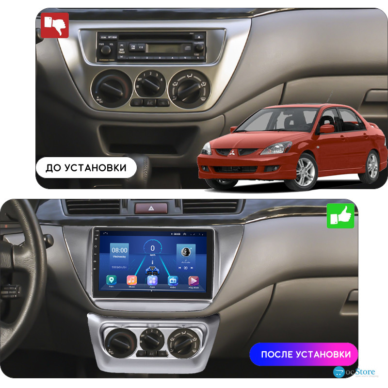 Штатная магнитола Lesko для Mitsubishi Lancer IX Рестайлинг 2005-2010 экран 9" 4/32Gb 4G Wi-Fi GPS Top