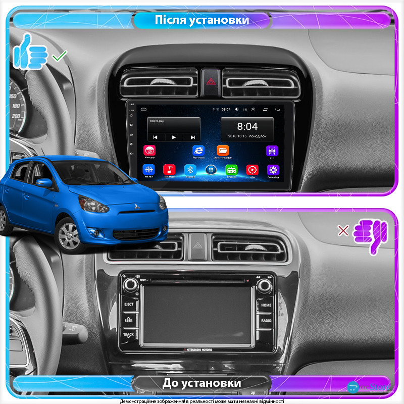 Штатная магнитола Lesko для Mitsubishi Mirage VI Рестайлинг 2015-2019 экран 9" 2/32Gb Wi-Fi GPS Base