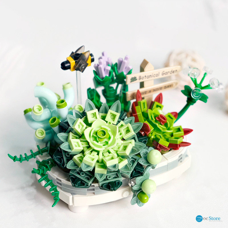 3D конструктор набор строительных блоков LOZ 1660 вечный цветок суккуленты в горшке 389 деталей пластиковый