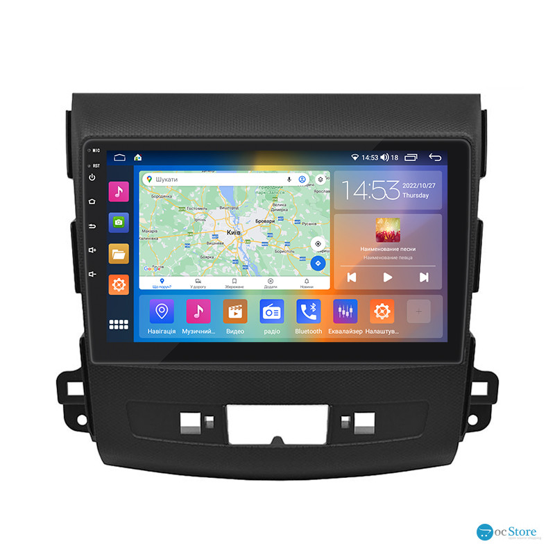 Штатная магнитола Lesko для Mitsubishi Outlander II 2005-2009 экран 9" 2/32Gb CarPlay 4G Wi-Fi GPS Prime