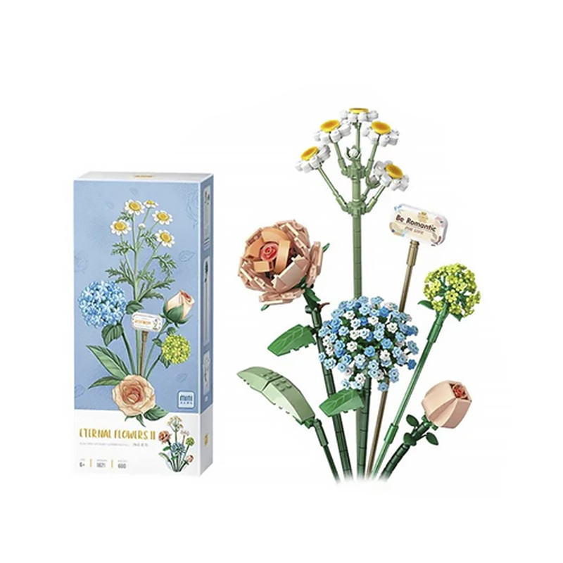 3D конструктор набор строительных блоков LOZ 1671 ромашка роза лист гортензии 680 деталей пластиковый