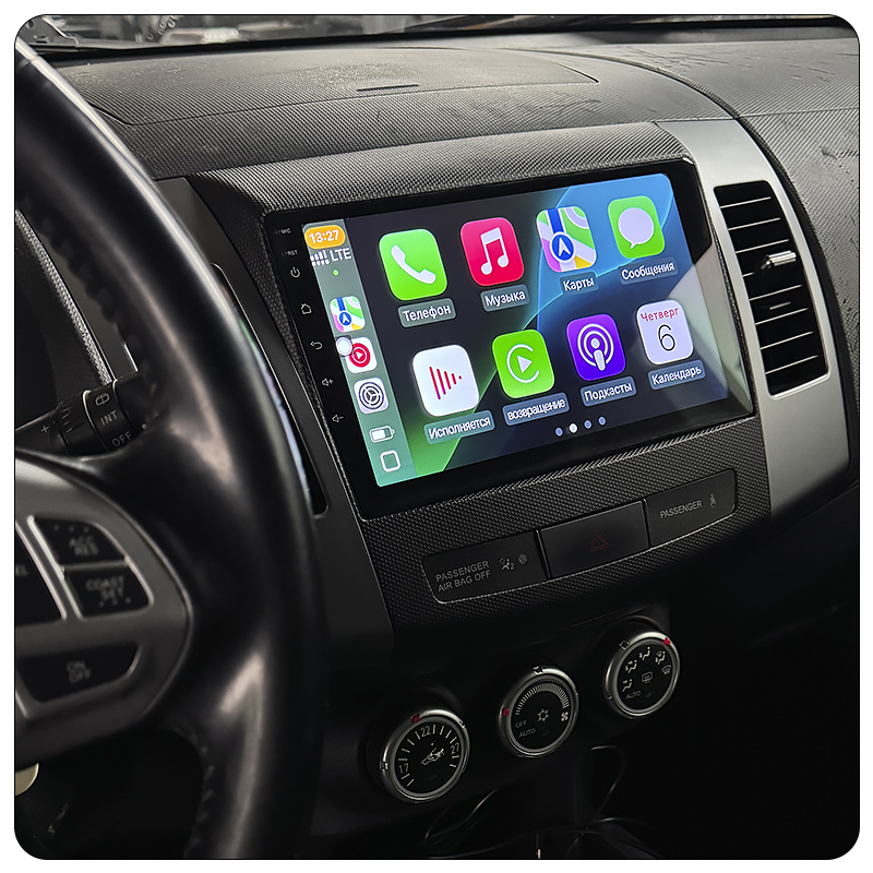 Штатная магнитола Lesko для Mitsubishi Outlander II 2005-2009 экран 9" 6/128Gb 4G Wi-Fi GPS Top