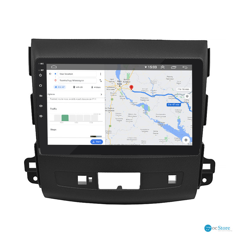 Штатная магнитола Lesko для Mitsubishi Outlander II Рестайлинг 2009-2013 экран 9" 2/32Gb Wi-Fi GPS Base