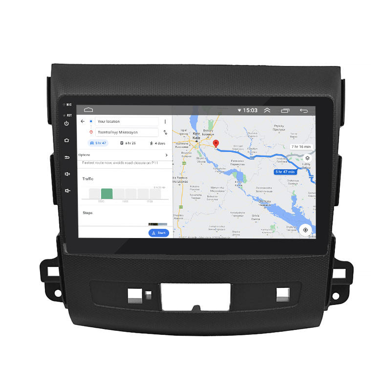 Штатная магнитола Lesko для Mitsubishi Outlander II Рестайлинг 2009-2013 экран 9" 2/32Gb Wi-Fi GPS Base