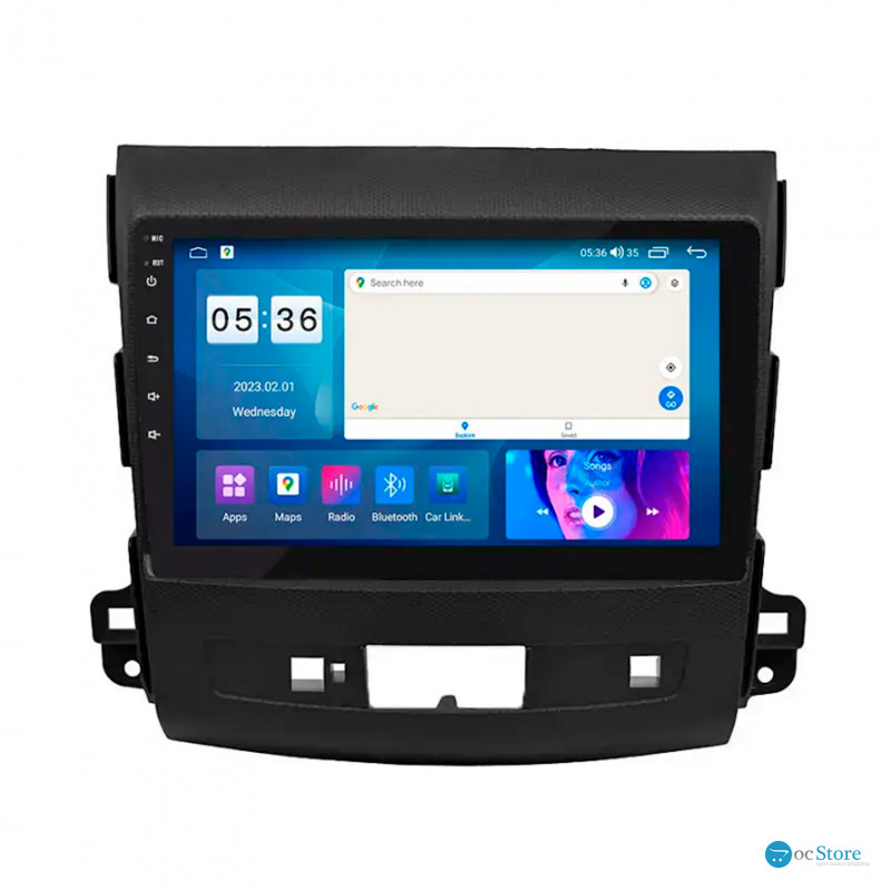 Штатная магнитола Lesko для Mitsubishi Outlander II Рестайлинг 2009-2013 экран 9" 4/64Gb CarPlay 4G Wi-Fi GPS Prime