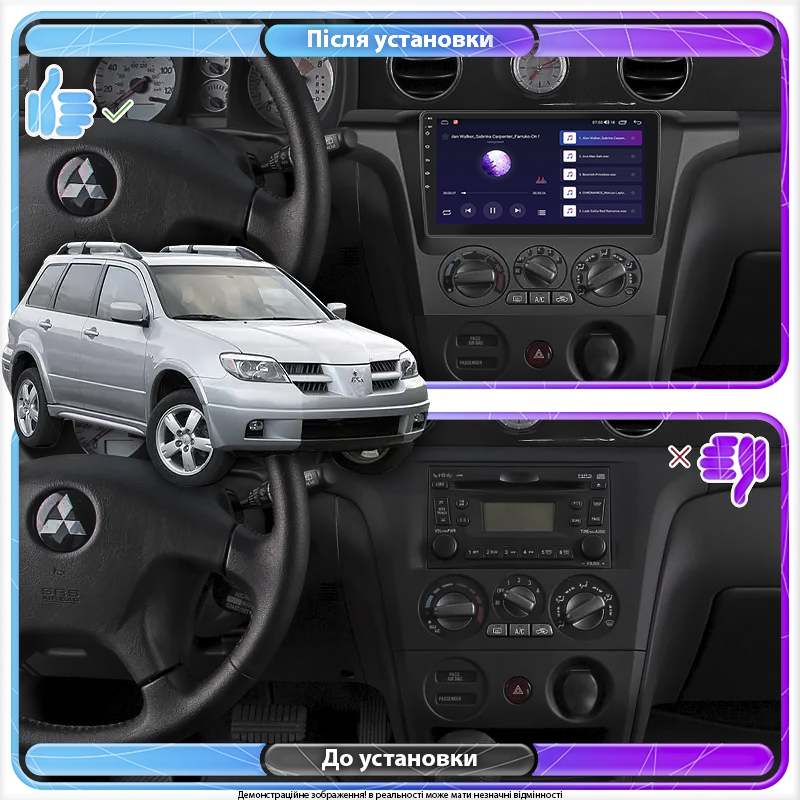 Штатная магнитола Lesko для Mitsubishi Outlander Left wheel 2003-2006 экран 9" 6/128Gb 4G Wi-Fi GPS Top