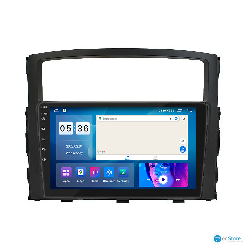 Штатная магнитола Lesko для Mitsubishi Pajero IV Рестайлинг 2 2014-н.в. экран 9" 2/32Gb CarPlay 4G Wi-Fi GPS Prime
