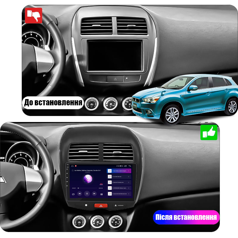 Штатная магнитола Lesko для Mitsubishi RVR III 2010-2012 экран 10" 4/64Gb CarPlay 4G Wi-Fi GPS Prime