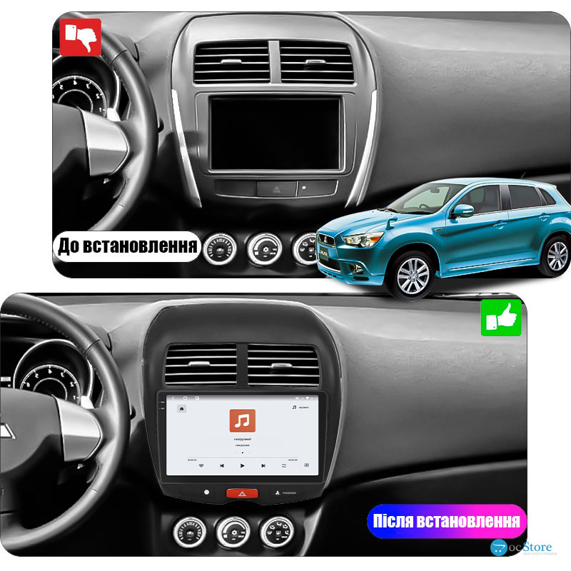 Штатная магнитола Lesko для Mitsubishi RVR III 2010-2012 экран 10" 4/64 QLED CarPlay 4G Wi-Fi GPS 360 Prime
