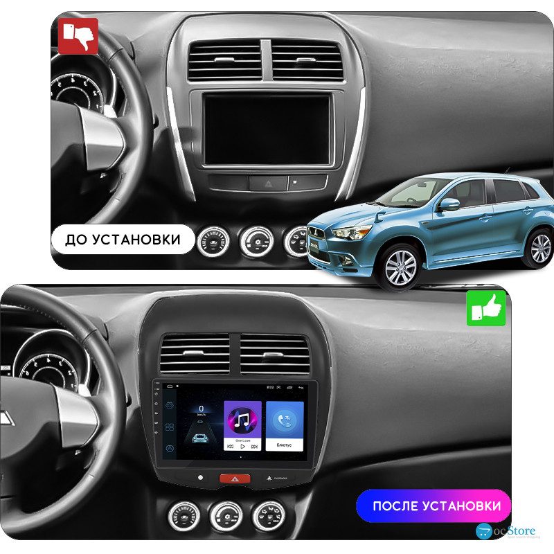 Штатная магнитола Lesko для Mitsubishi RVR III Рестайлинг 2012-2017 экран 10" 1/16Gb Wi-Fi GPS Base