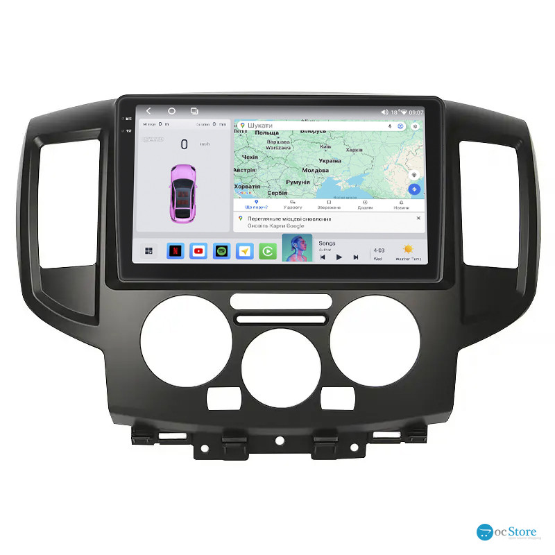 Штатная магнитола Lesko для Nissan NV200  2009-н.в. экран 9" 4/64 QLED CarPlay 4G Wi-Fi GPS 360 Prime