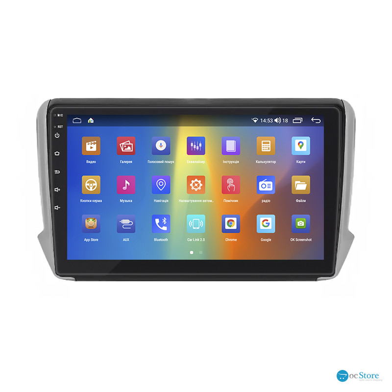 Штатная магнитола Lesko для Peugeot 2008 I 2013-2016 экран 10" 2/32Gb CarPlay 4G Wi-Fi GPS Prime