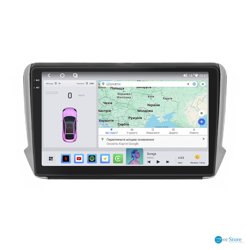 Штатная магнитола Lesko для Peugeot 2008 I 2013-2016 экран 10" 4/64 QLED CarPlay 4G Wi-Fi GPS 360 Prime