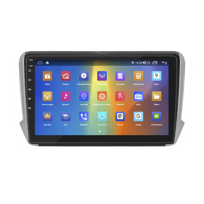 Штатная магнитола Lesko для Peugeot 2008 I Рестайлинг 2016-2019 экран 10" 2/32Gb CarPlay 4G Wi-Fi GPS Prime