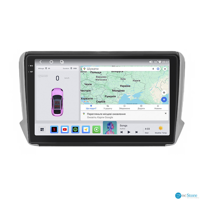 Штатная магнитола Lesko для Peugeot 2008 I Рестайлинг 2016-2019 экран 10" 4/64 QLED CarPlay 4G Wi-Fi GPS 360 Prime