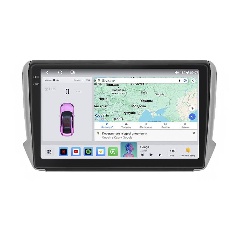 Штатная магнитола Lesko для Peugeot 2008 I Рестайлинг 2016-2019 экран 10" 4/64 QLED CarPlay 4G Wi-Fi GPS 360 Prime