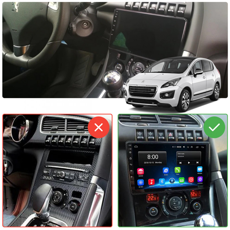 Штатная магнитола Lesko для Peugeot 3008 I Рестайлинг 2013-2016 экран 9" 4/32Gb 4G Wi-Fi GPS Top
