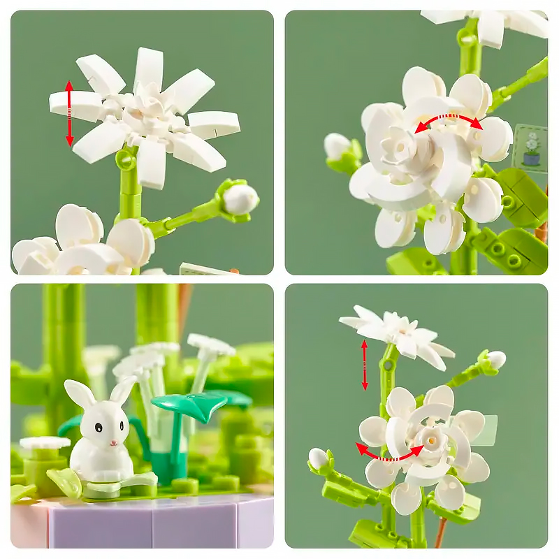 3D конструктор набор строительных блоков YZ 2088 цветочный конструктор Жасмин 305 деталей