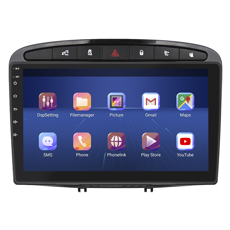 Штатная магнитола Lesko для Peugeot 308 I 2007-2011 экран 9" 2/32Gb 4G Wi-Fi GPS Top