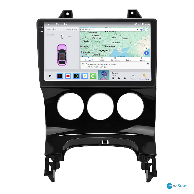 Штатная магнитола Lesko для Peugeot 5008 I 2009-2013 экран 9" 4/64 QLED CarPlay 4G Wi-Fi GPS 360 Prime