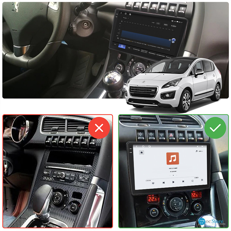 Штатная магнитола Lesko для Peugeot 5008 I Рестайлинг 2013-2016 экран 9" 4/64 QLED CarPlay 4G Wi-Fi GPS 360 Prime