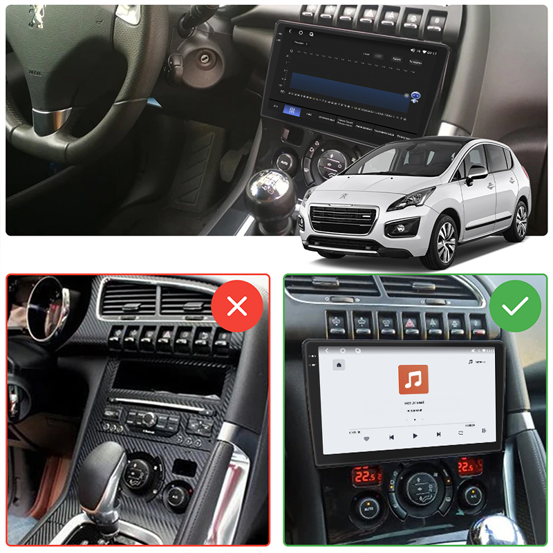 Штатная магнитола Lesko для Peugeot 5008 I Рестайлинг 2013-2016 экран 9" 4/64 QLED CarPlay 4G Wi-Fi GPS 360 Prime