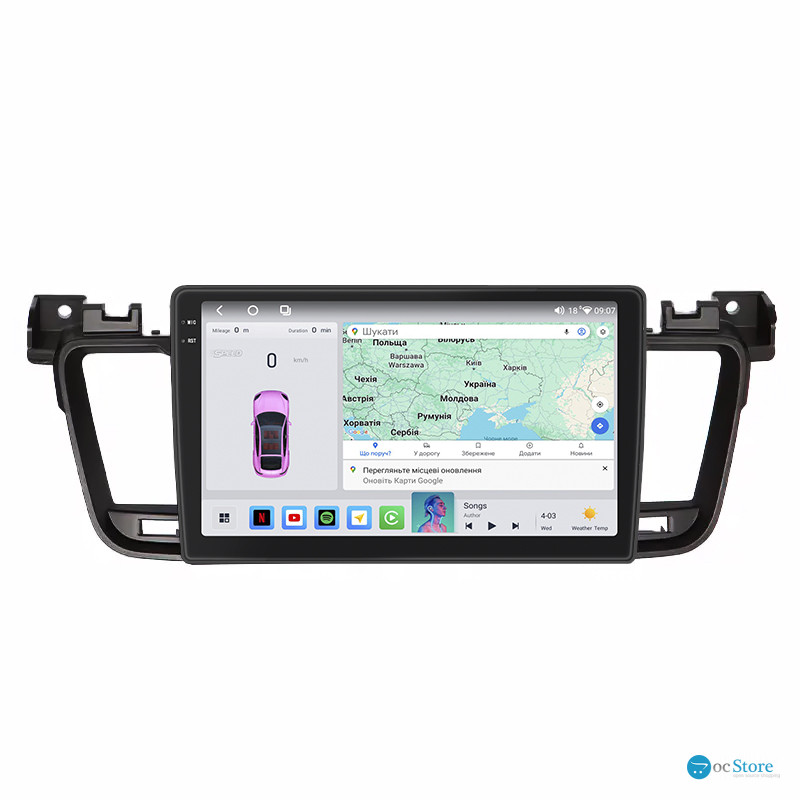 Штатная магнитола Lesko для Peugeot 508 I 2011-2014 экран 9" 4/64 QLED CarPlay 4G Wi-Fi GPS 360 Prime