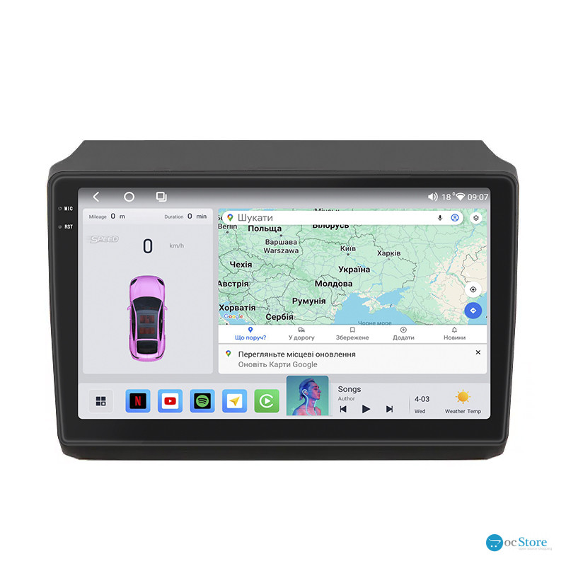 Штатная магнитола Lesko для Peugeot Boxer II Рестайлинг 2011-н.в. экран 9" 4/64 QLED CarPlay 4G Wi-Fi GPS 360 Prime