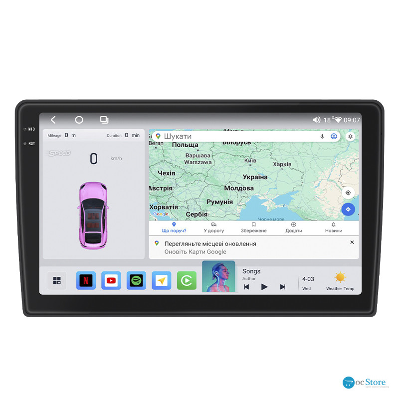 Штатная магнитола Lesko для Peugeot Expert II 2007-2012 экран 9" 4/64 QLED CarPlay 4G Wi-Fi GPS 360 Prime
