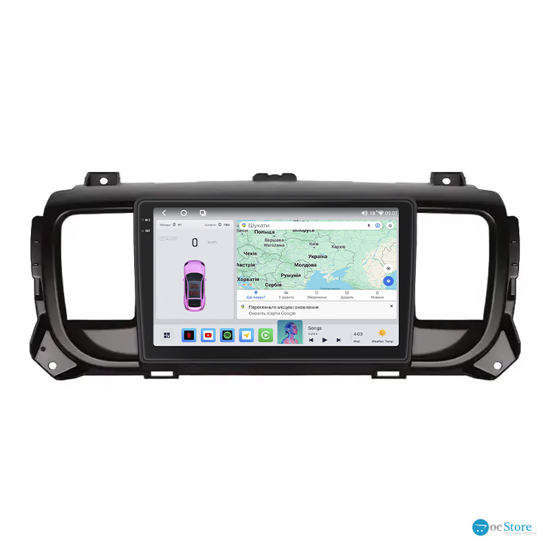 Штатная магнитола Lesko для Peugeot Expert III 2016-н.в. экран 9" 4/64 QLED CarPlay 4G Wi-Fi GPS 360 Prime